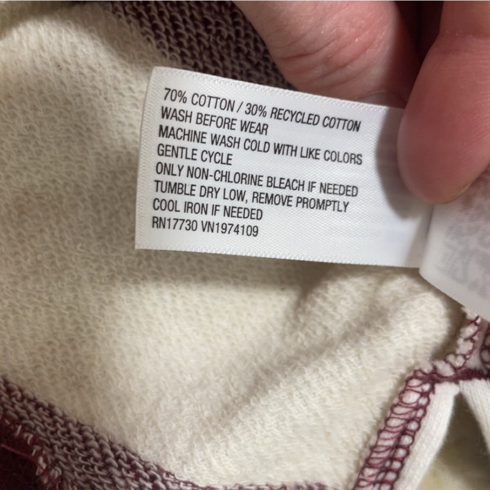 Universal Thread Burgundy & Cream Striped Long Sleeve Top M - Picture 4 of 5